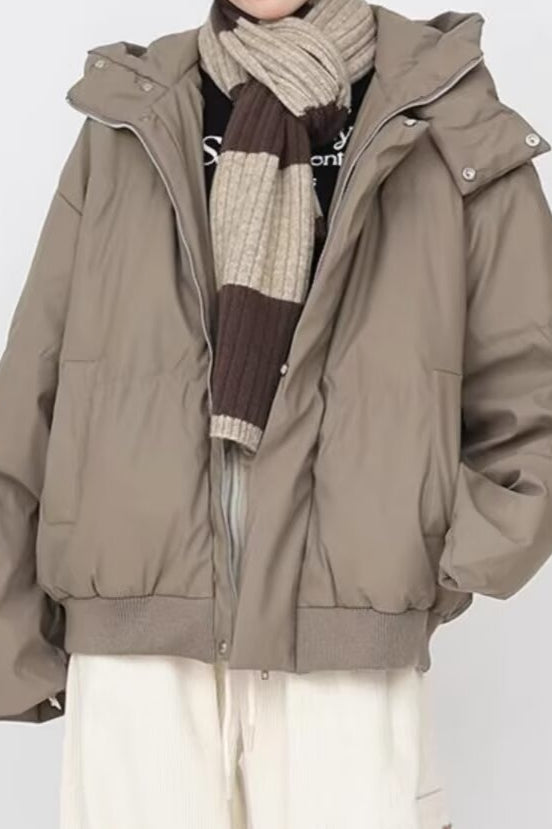 Stand Collar High Neck Hooded Puffer Jacket Secondary image