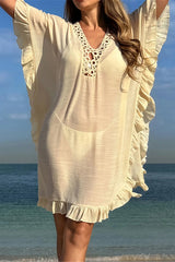 Short Sleeve Crochet Tunic Boho Dress