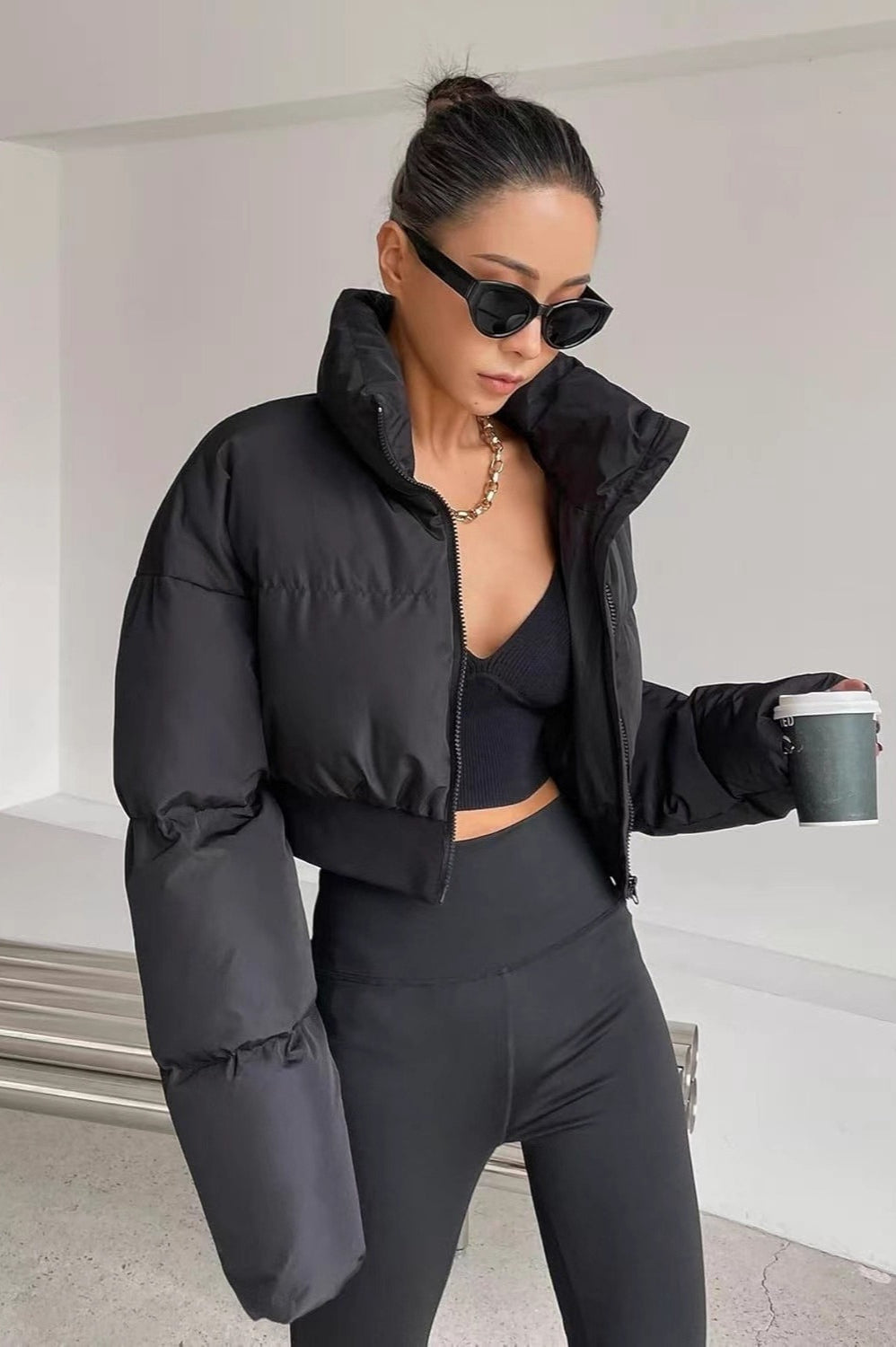 Cropped Patchwork Quilted Puffer Jacket Secondary image