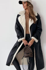 Reversible Stand Collar Faux Fur Overcoat