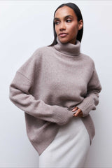 Anti Pilling Loose Turtleneck Sweater Light Purple / S