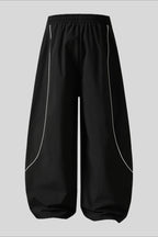 Contrast Piping Colorblock Barrel Leg Pants