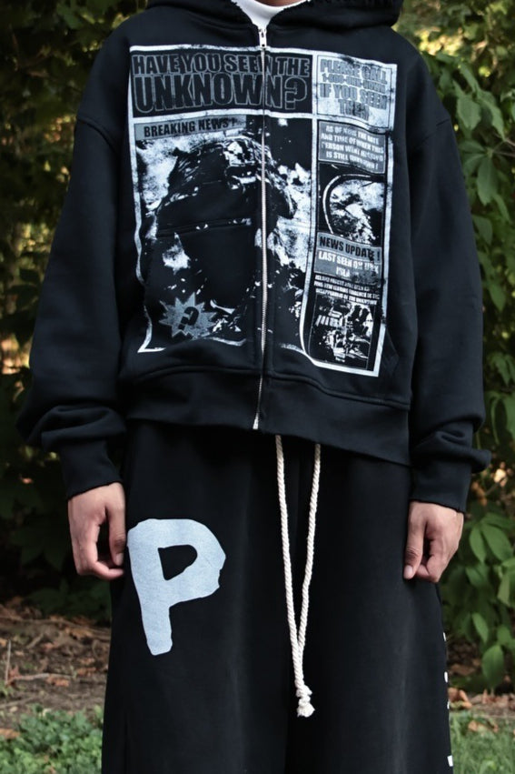 Washed Graphic Cropped Hoodie