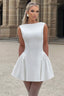 Solid Sleeveless Backless Bodycon Cocktail Dress S / White