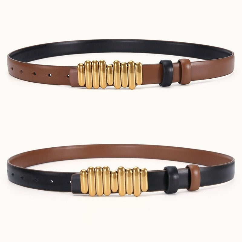 Color Block Reversible Double Sided Belt