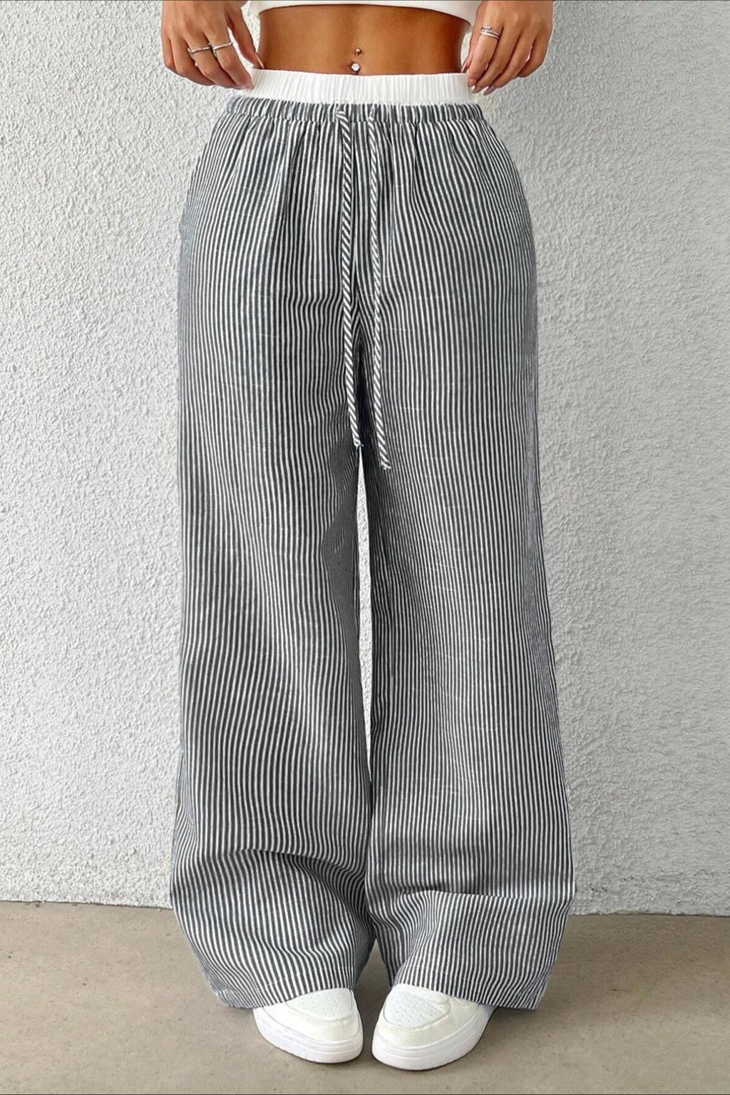 Stripe Plaid Pattern Knit Pants