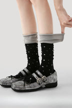Two Tone Slouchy Letter Printed Socks