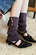 Cable Knit Foldover Button Leg Warmers