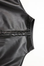 Faux Leather Keyhole Zip Front Crop Top
