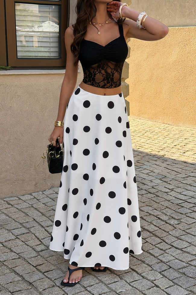 Polka Dot High Waist Flowy Elegant Skirt Main image