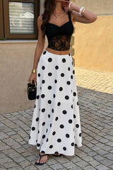 Polka Dot High Waist Flowy Elegant Skirt