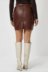 PU Leather A-Line Bodycon Mini Skirt