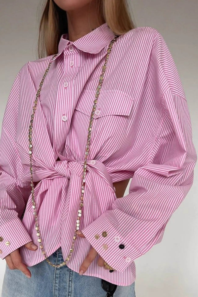 Asymmetric Button Back Cutout Blouse Main image