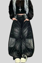 Camo Panel Baggy Wide Leg Jeans