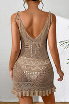 Mesh Hollow Out Sheer Beach Slip Dress Cover Up