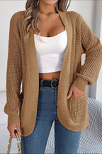 Loose Knit Pocket Cardigan Khaki / S