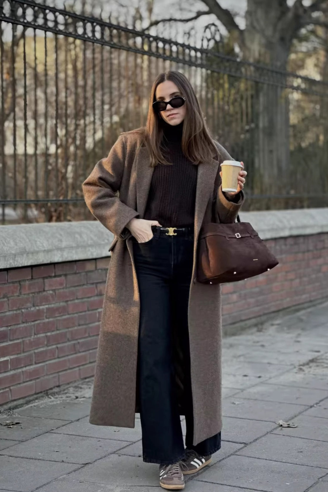 Relaxed Fit Wool Lapel Long Overcoat Main image