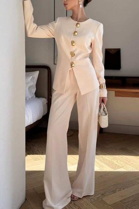 Relaxed White Two Piece Blazer Pants Set Secondary image