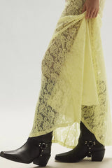 Chic Sheer Embroidered Lace Maxi Skirt