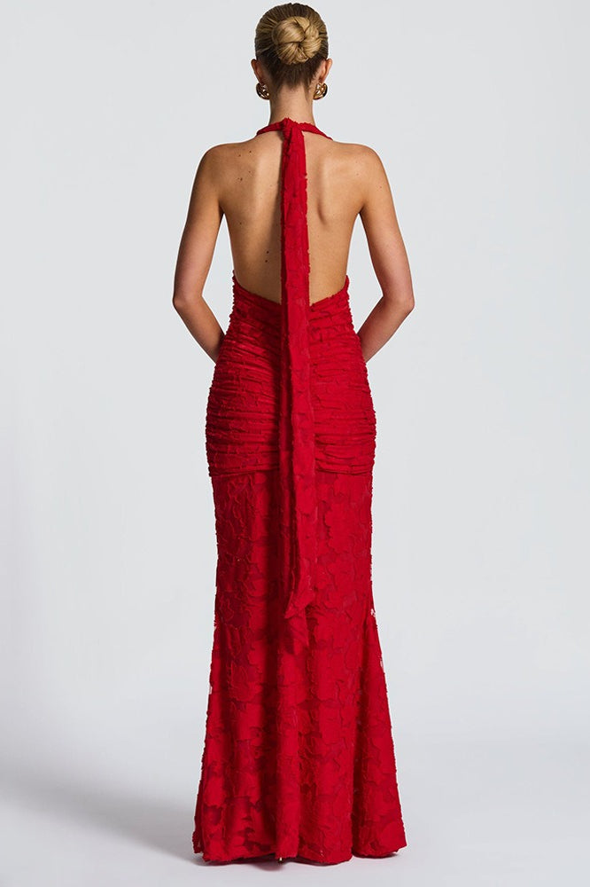 Tie Up Ruched Bodycon Party Dress