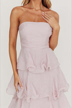 Sexy Slim Fit Strapless Backless Ruffled Prom Dress