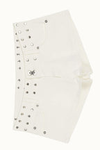 Rivet Star Contrast Low Rise Denim Shorts