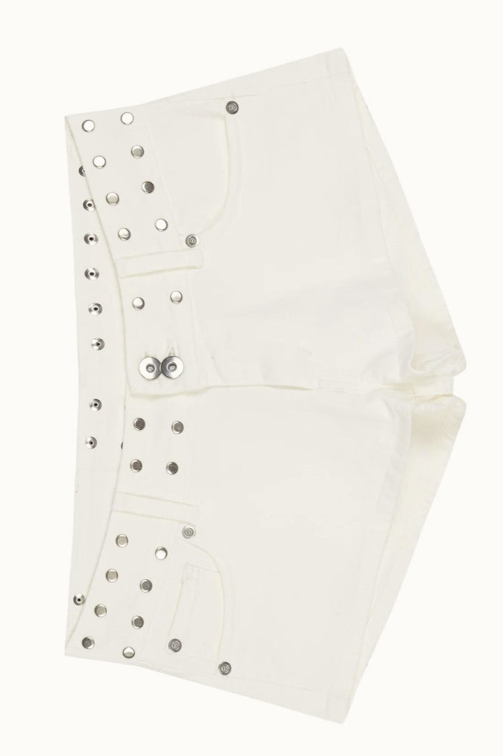 Rivet Star Contrast Low Rise Denim Shorts