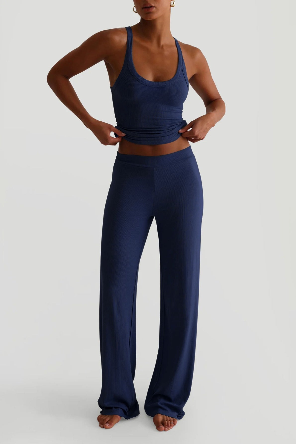 Casual Sporty Tank Top Palazzo Pants Set Secondary image