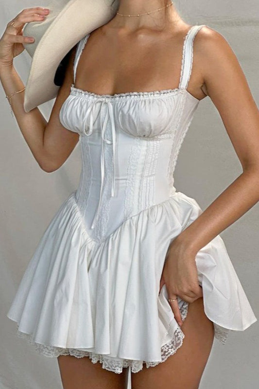 Spaghetti Strap Lace Trim Ballet A Line Sleeveless Mini Dress Secondary image