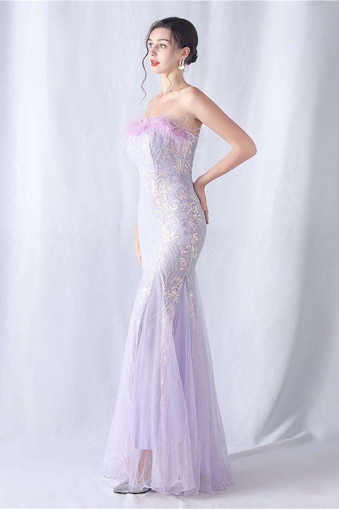 Ostrich Feather Sequin Evening Party Dress Secondary image