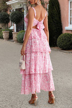 Chiffon Strap Maxi Floral Dress