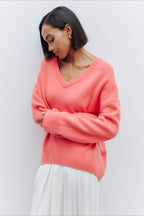 V Neck Long Sleeve Relaxed Sweater