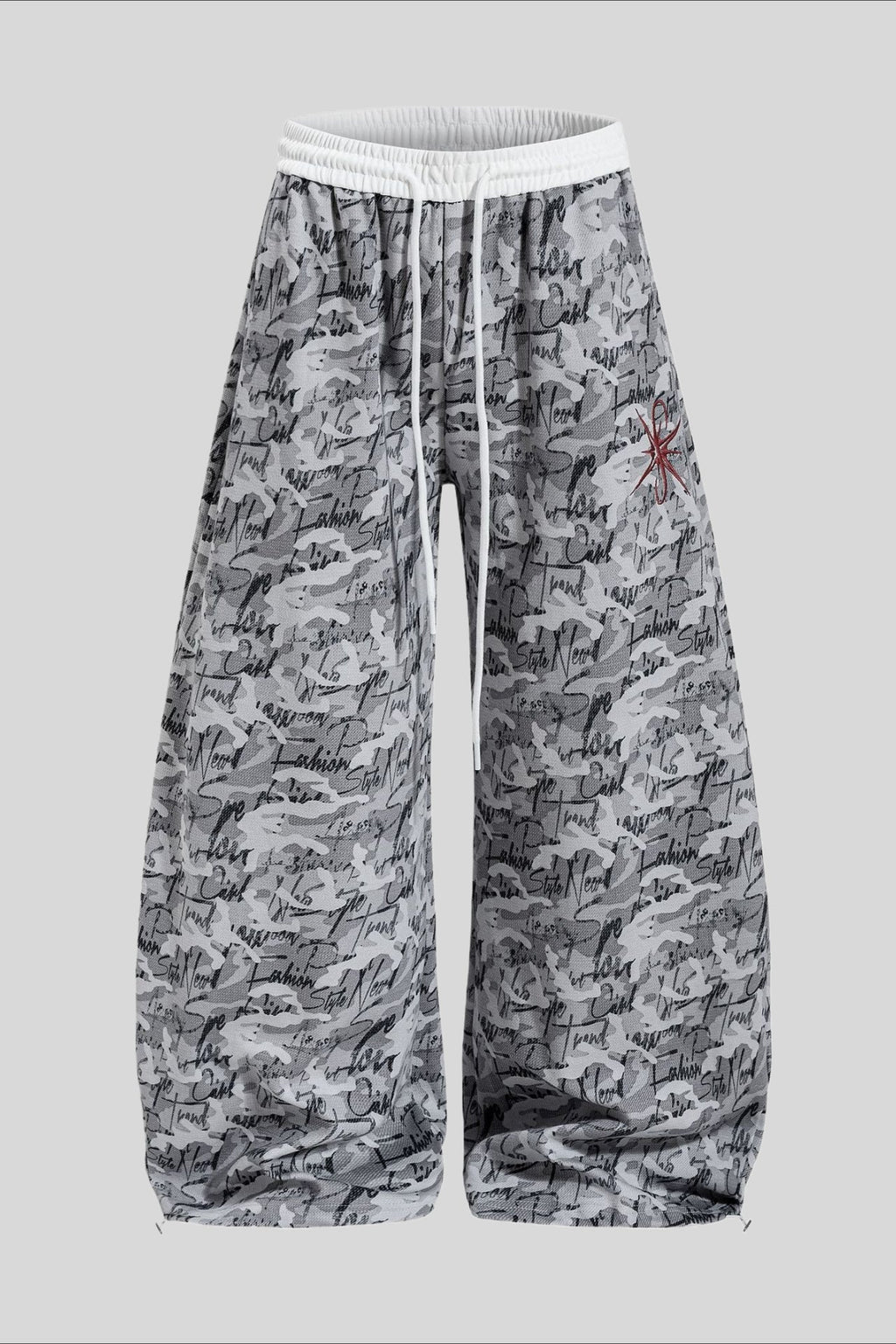 Camo Typography Wide Leg Sweatpants
