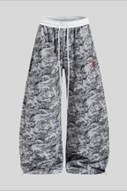 Camo Typography Wide Leg Sweatpants