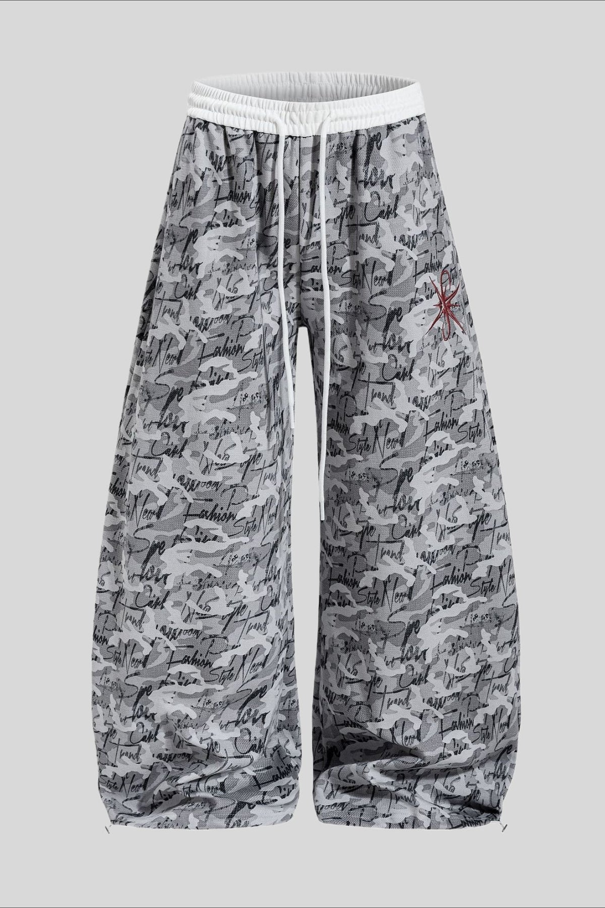 Camo Typography Wide Leg Sweatpants