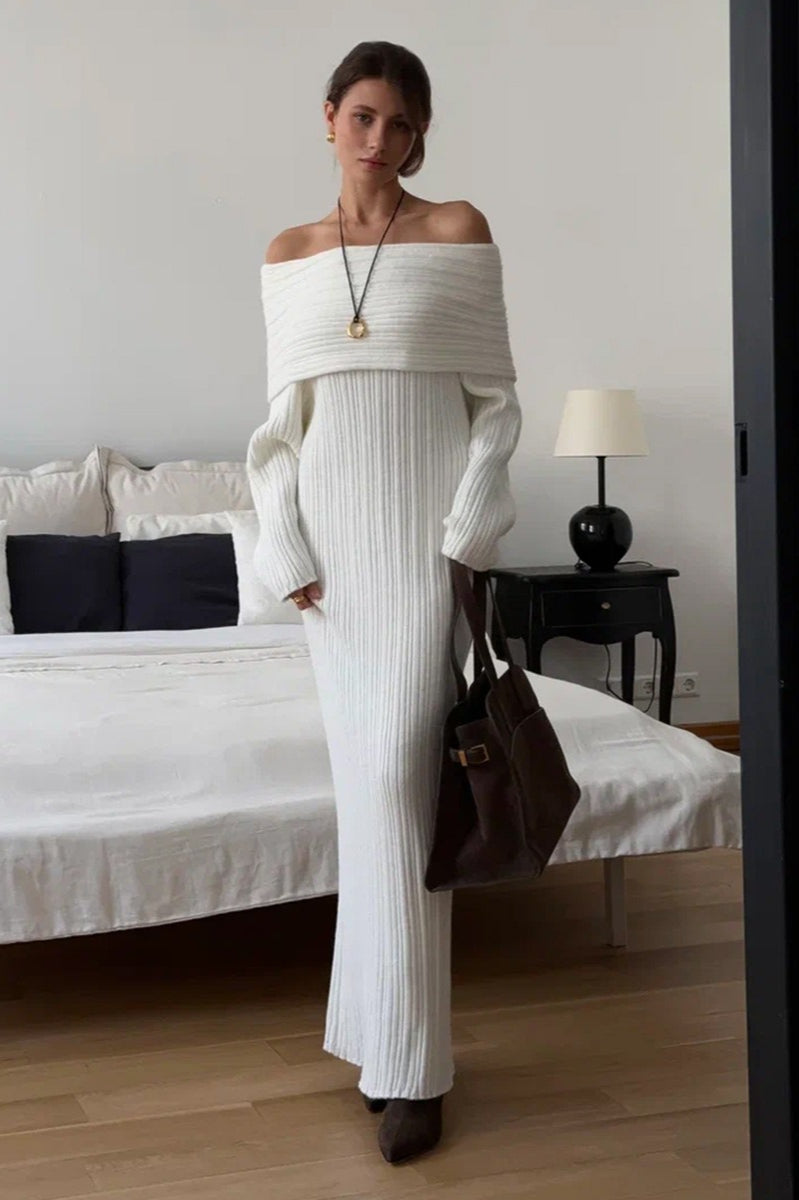 One Shoulder Bodycon Knit Sweater Dress