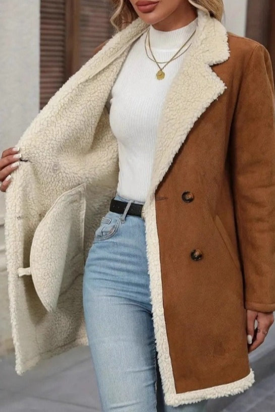 Suede Wool Blend Mid Length Overcoat Secondary image