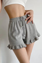 Elastic Waist Ribbed Cotton Lounge Shorts