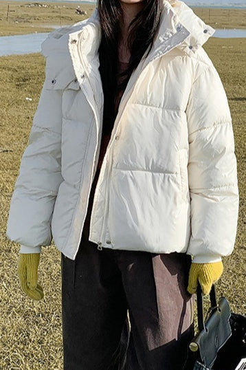 Cropped Plush Lined Oversized Puffer Jacket S / White Main image