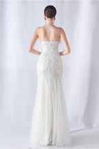 Ostrich Feather Sequin Evening Party Dress