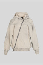 Deconstructed Seam Zip Pocket Pullover Hoodie