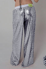 Sequin Color Block Slim Loose Pants
