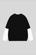 Cartoon Graphic Contrast Layered Long Sleeve Tee