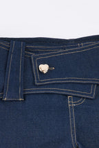 Contrast Stitch Low Rise Foldover Waist Fitted Shorts