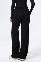 Relaxed Straight Leg  High Waist Knit Pants