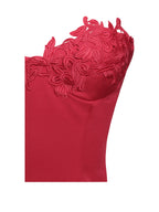 Sacha Red Lace Drop Graceful Waist Corset Puffy Mini Dress Dresses