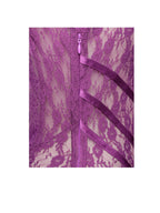 Quartney Purple Long Sleeve Graceful Lace Satin Mini Dress Dresses