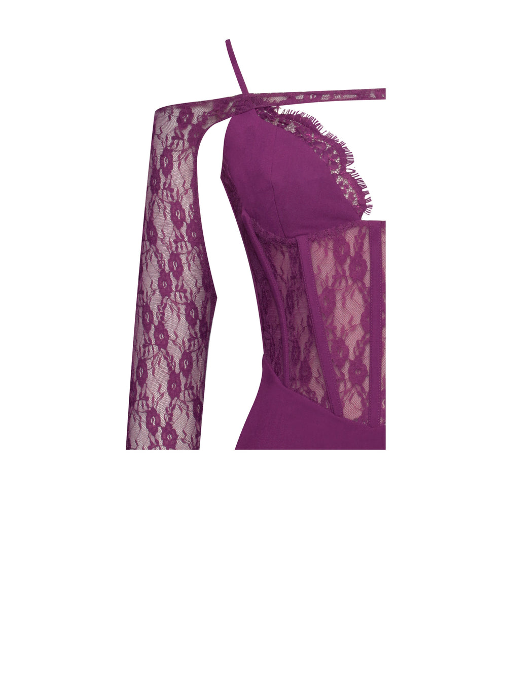 Elsie Purple Lace Charming and Crepe Mini Dress Dresses