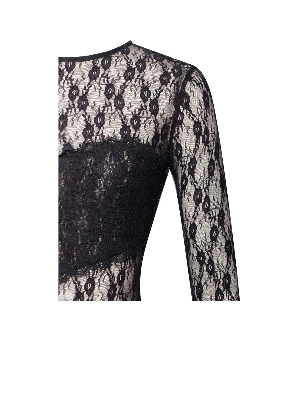 Omaira Black Lace Charming Long Sleeve Ruffle Dress Dresses