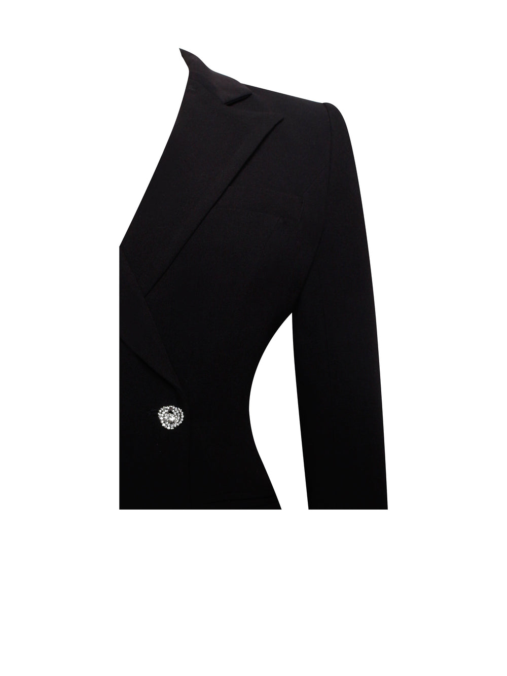 Quilla Black Feather Crystal Graceful Sleeve Backless Blazer Dress Dresses